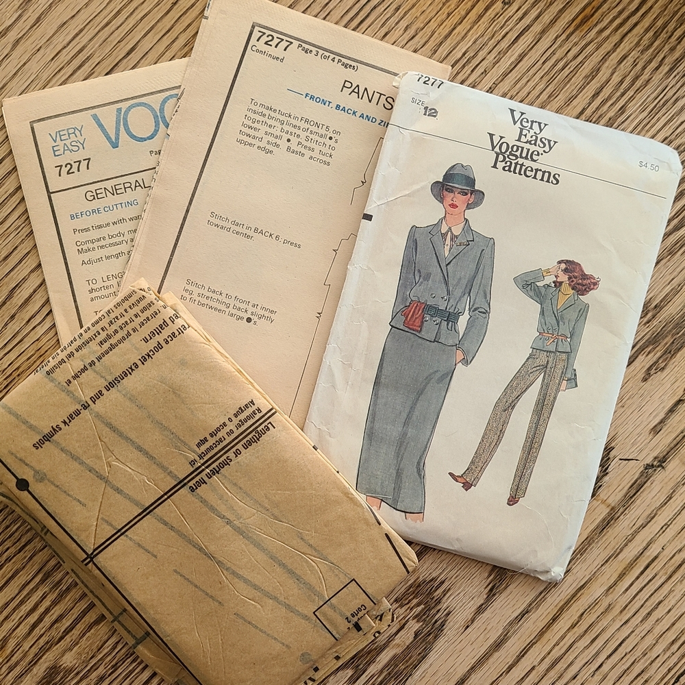 Sewing Pattern Very Easy Vogue 7277 Size 12 uncut pieces Jacket, Skirt, Pants